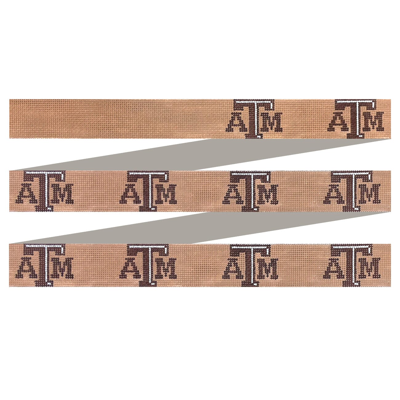 Texas A&M Khaki Belt   Room for Initials Painted Canvas Elm Tree Needlepoint  - 1