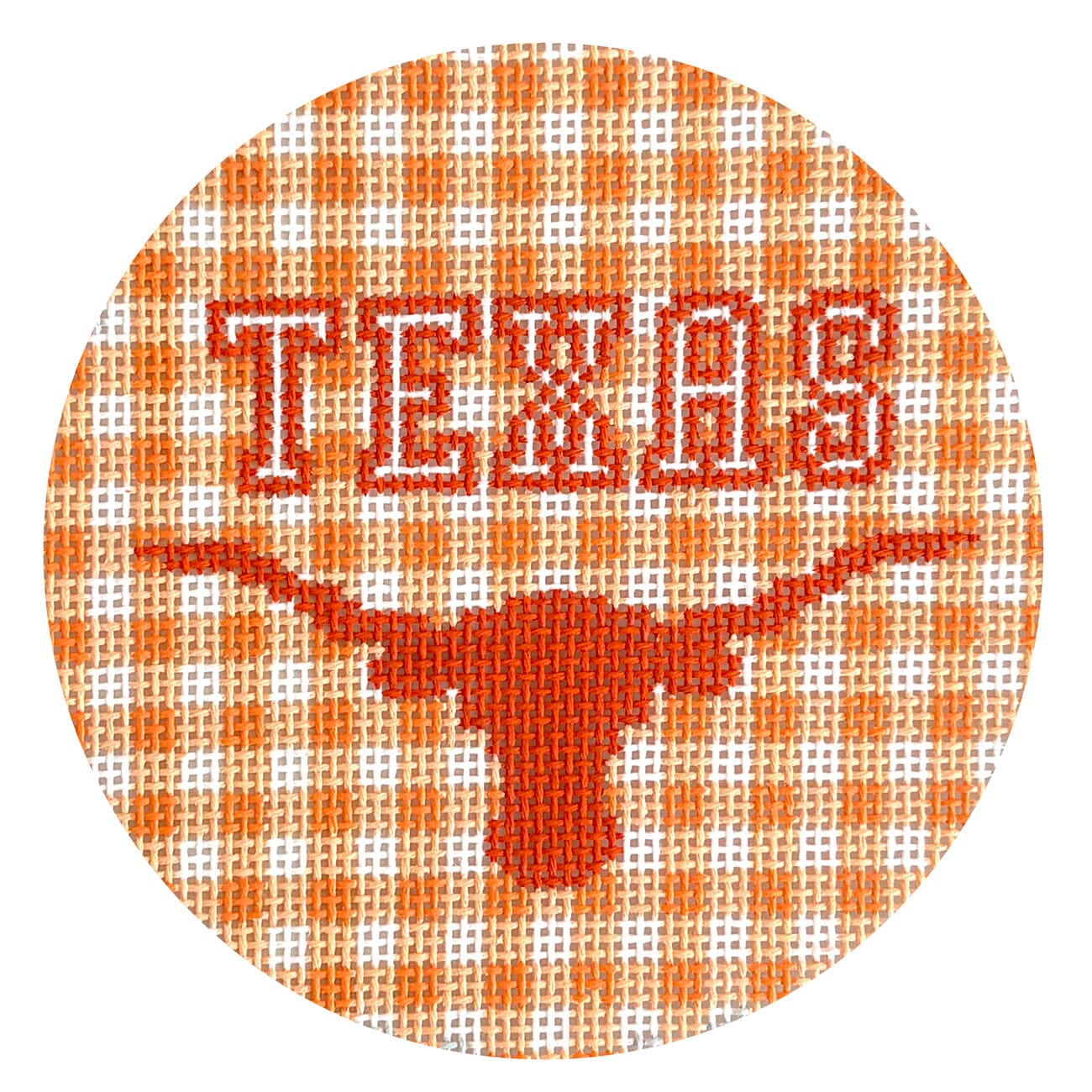Texas Gingham Round Painted Canvas Wipstitch Needleworks 
