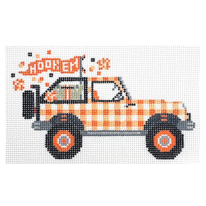 Texas Jeep Painted Canvas Wipstitch Needleworks 