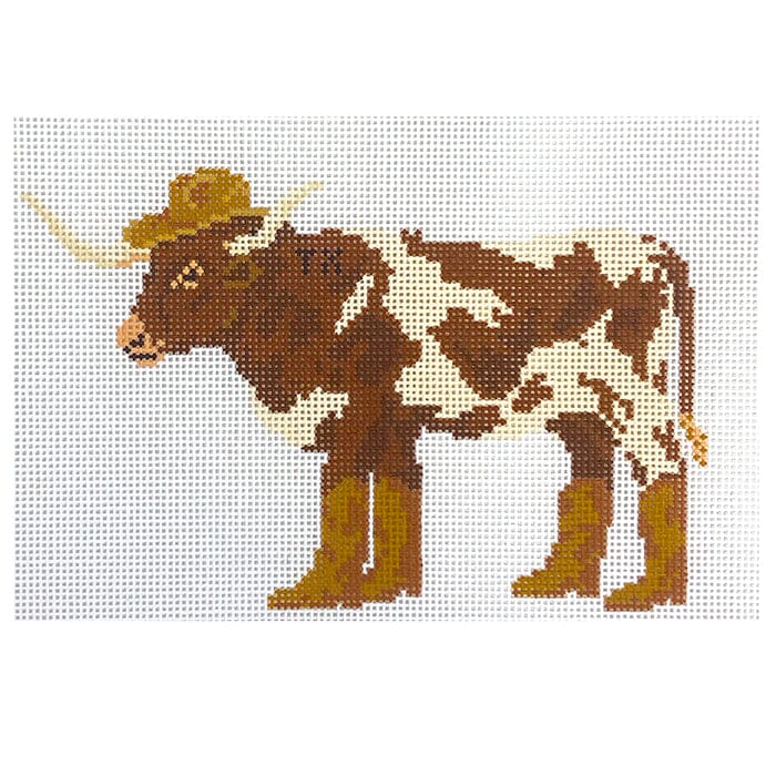 Texas Longhorn Painted Canvas Atlantic Blue Canvas 
