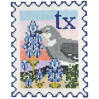 Texas State Bird & Flower Stamp Painted Canvas Wipstitch Needleworks 
