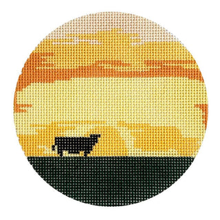 Texas Sunset Round Painted Canvas Atlantic Blue Canvas 
