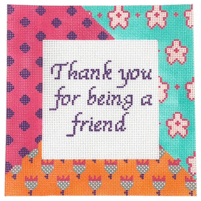 Thank You for Being a Friend Painted Canvas Stitch Rock Designs 

