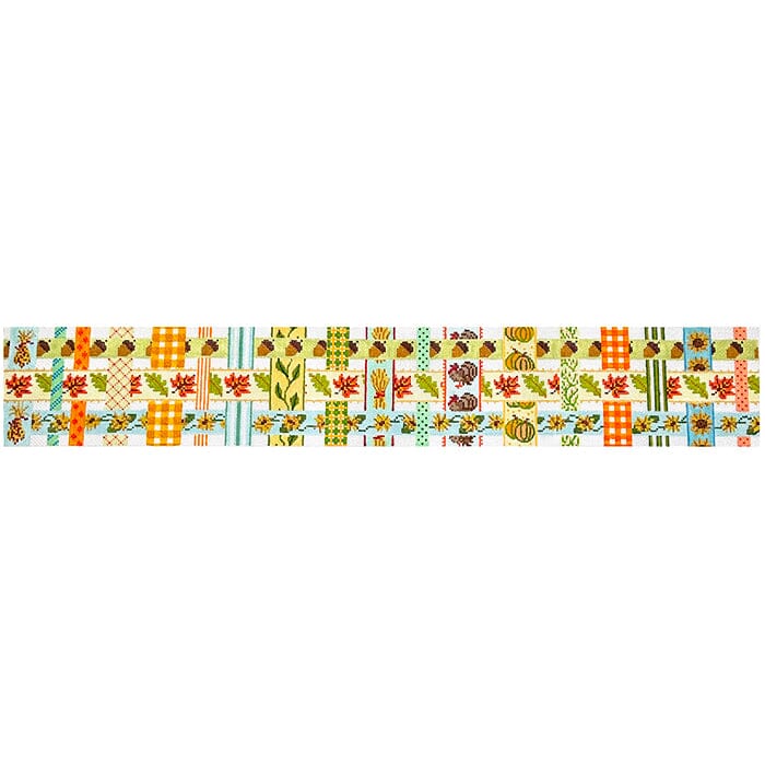 Thanksgiving Basket – Woven Ribbons w/Fall Theme Painted Canvas Kate Dickerson Needlepoint Collections 