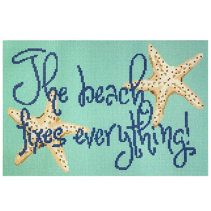 The Beach Fixes Everything Printed Canvas Two Sisters Needlepoint 