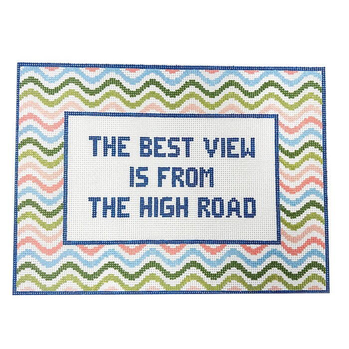 The Best View is From the High Road Painted Canvas Goodpoint Needlepoint 
