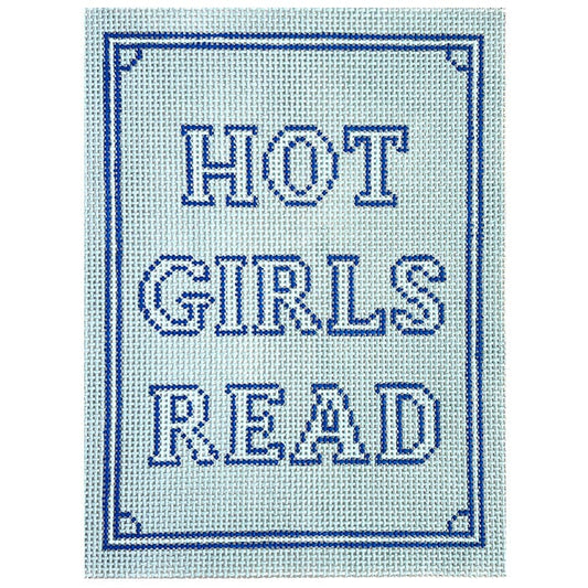 The Book Canvas: Hot Girls Read Kindle Cover BLUE Painted Canvas Mopsey Designs 