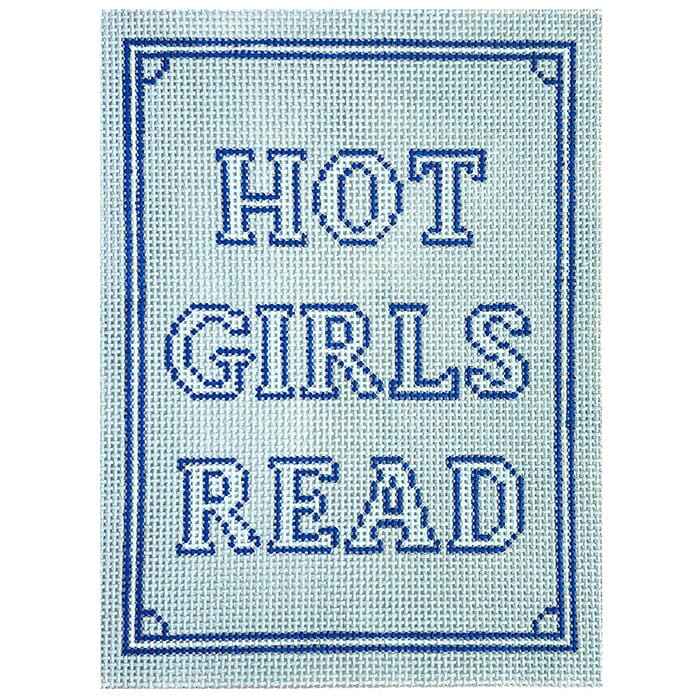 The Book Canvas: Hot Girls Read Kindle Cover BLUE Painted Canvas Mopsey Designs  - 1