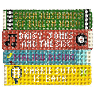 The Book Canvas   TJR Book Stack Painted Canvas Mopsey Designs 

