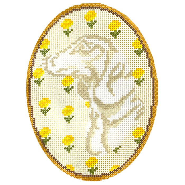 The Dachshund Flower Cameo Painted Canvas Atlantic Blue Canvas 
