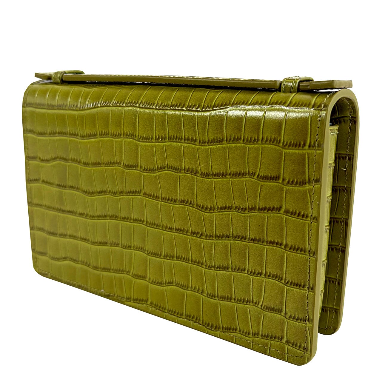 The Everyday Clutch   Green Croc w/ Silver Chain Leather Goods Rachel Barri Designs  - 2