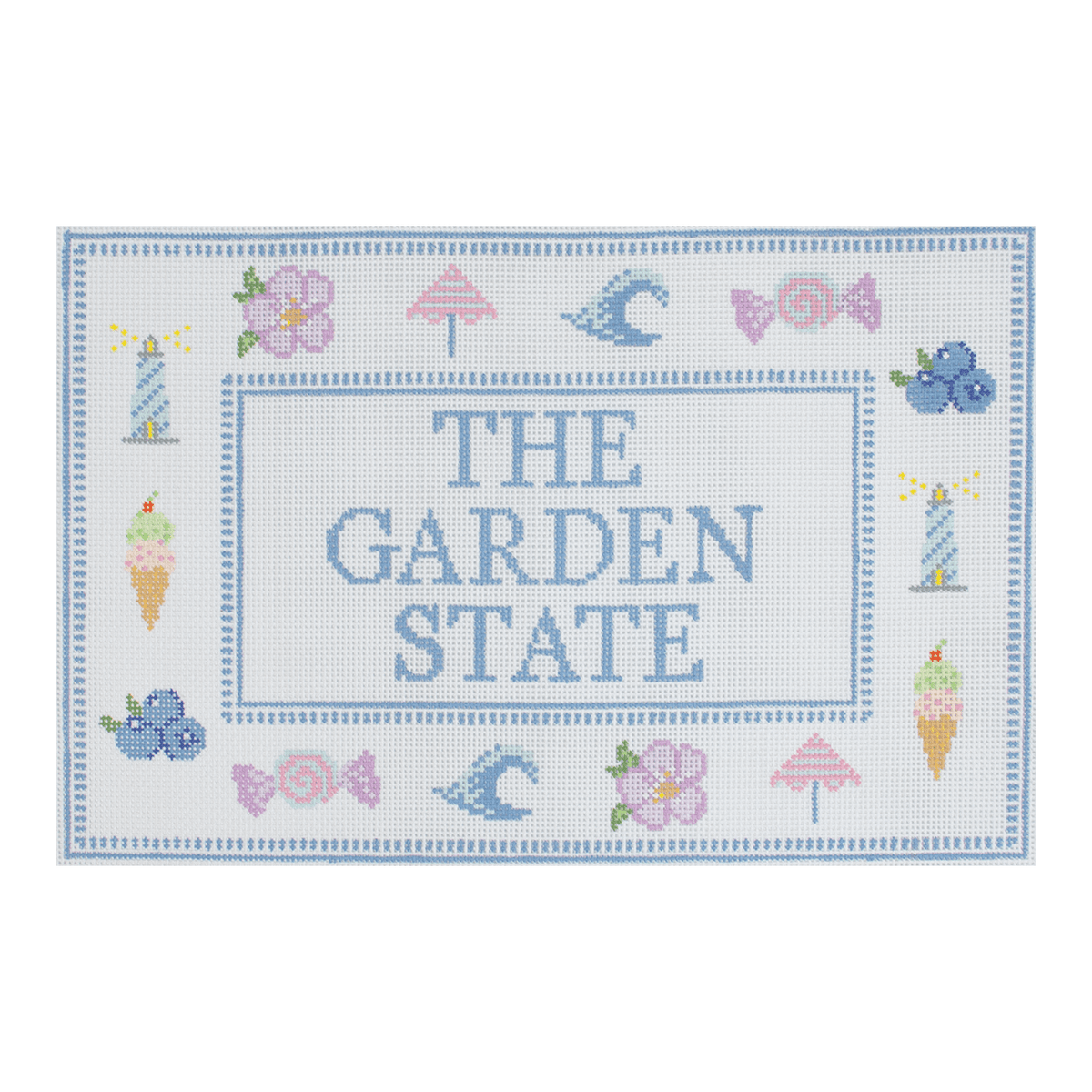 The Garden State: New Jersey Painted Canvas Atlantic Blue Canvas  - 1