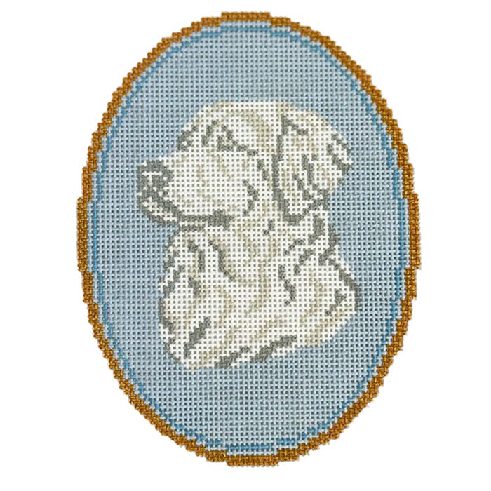 The Golden Retriever Cameo Painted Canvas Atlantic Blue Canvas 
