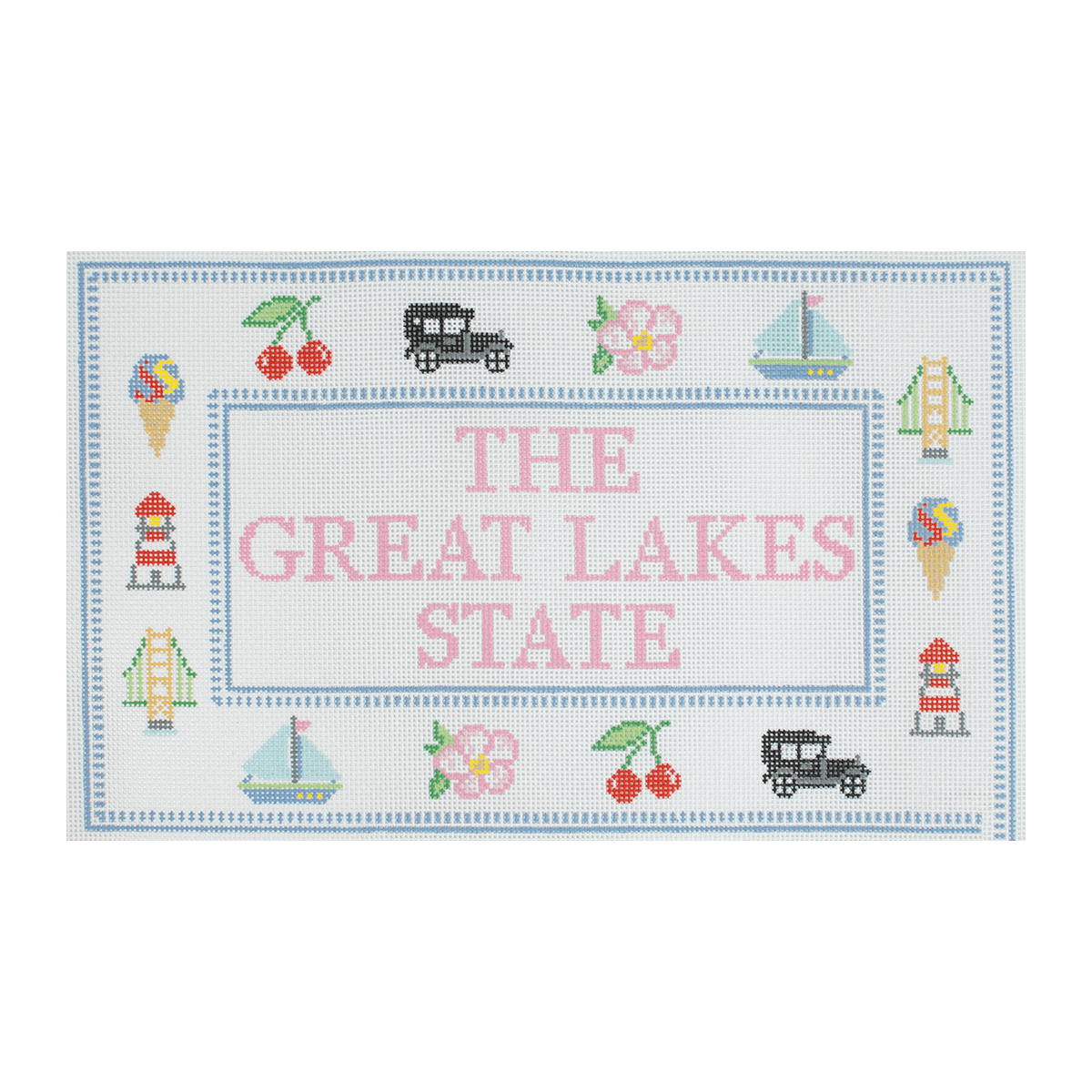 The Great Lakes State: Michigan Painted Canvas Atlantic Blue Canvas  - 1