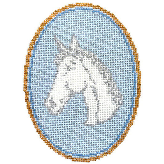 The Horse Cameo Painted Canvas Atlantic Blue Canvas 
