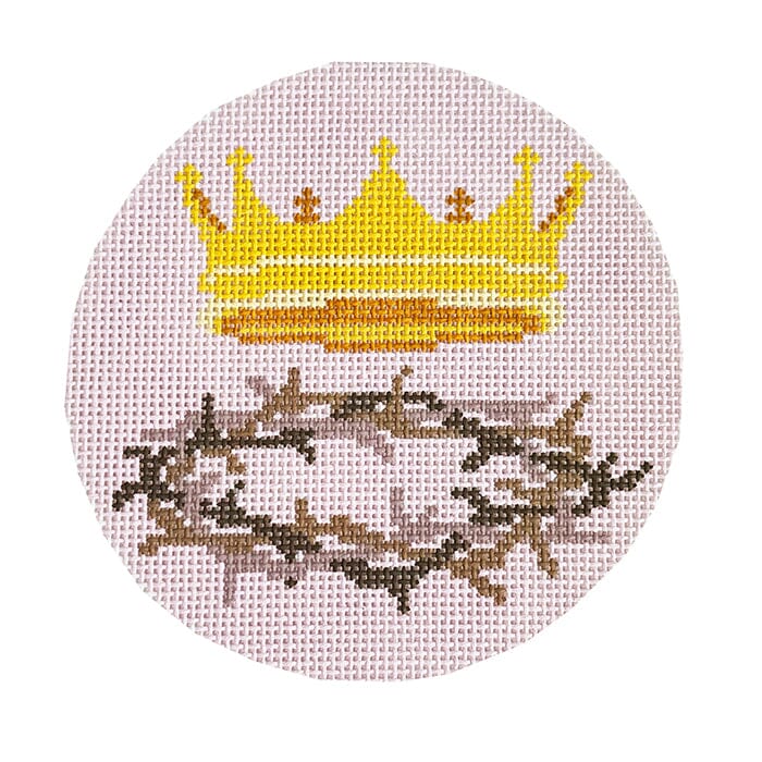 The King's Crown Round Painted Canvas Atlantic Blue Canvas 
