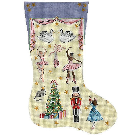 The Nutcracker Midi Stocking Painted Canvas The Plum Stitchery 