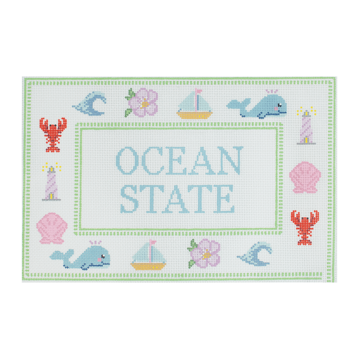 The Ocean State: Rhode Island Painted Canvas Atlantic Blue Canvas  - 1