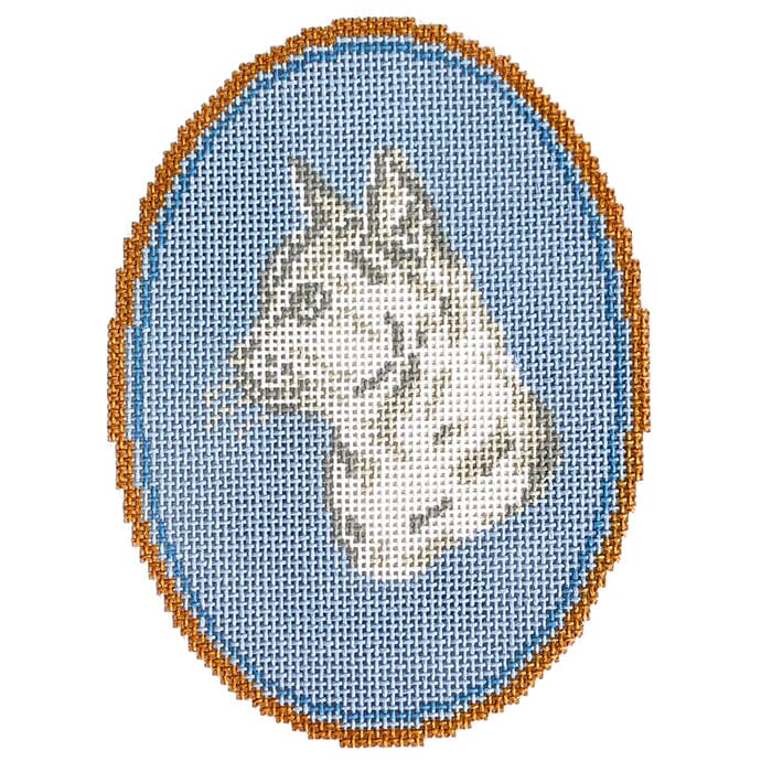 The Short Haired Cat Cameo Painted Canvas Atlantic Blue Canvas 
