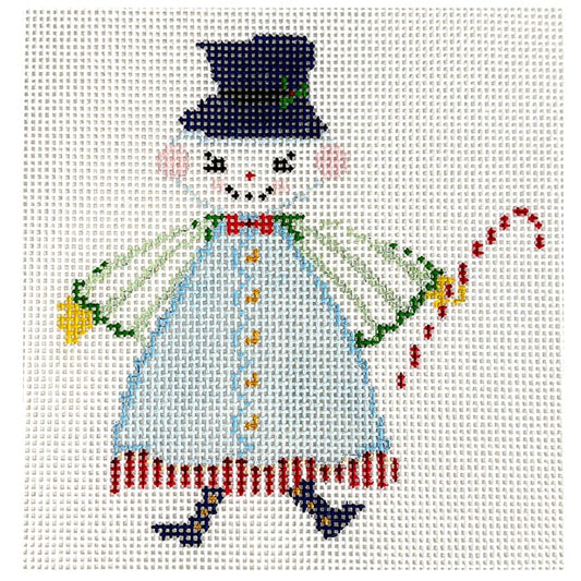 The Snow People - Blue Painted Canvas The Plum Stitchery 
