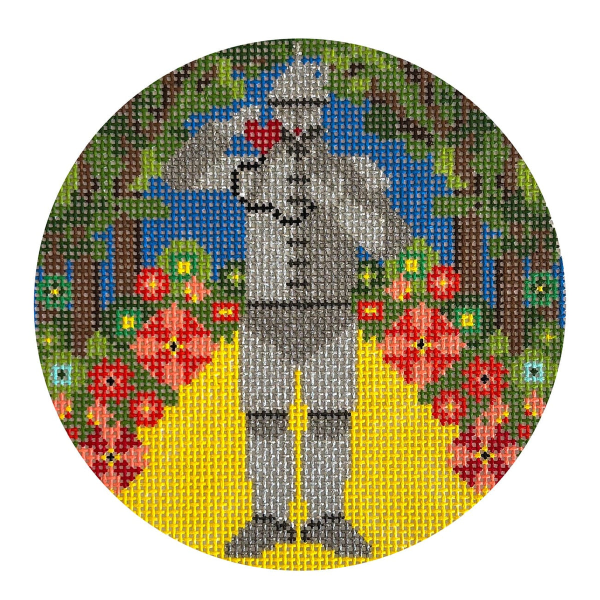 The Tin Man   Oz Round w/Stitch Guide Painted Canvas Wipstitch Needleworks  - 1