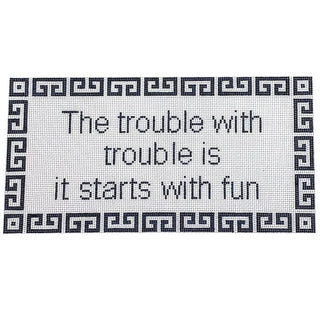 The Trouble with Trouble   Navy Painted Canvas Kristine Kingston 
