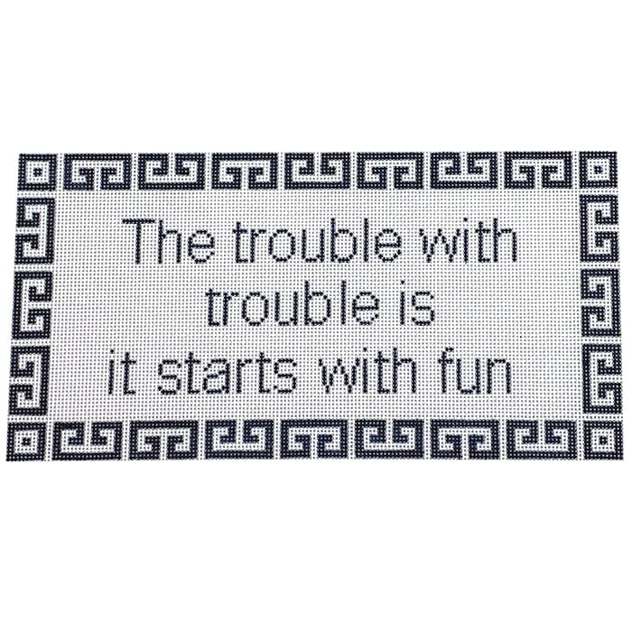 The Trouble with Trouble   Navy Painted Canvas Kristine Kingston 
