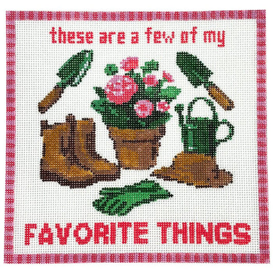 These Are a Few of My Favorite Things - Gardening Painted Canvas Lucky Lotus Needlepoint 