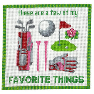 These Are a Few of My Favorite Things   Golf Painted Canvas Lucky Lotus Needlepoint 
