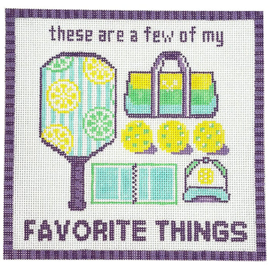 These Are a Few of My Favorite Things - Pickleball Painted Canvas Lucky Lotus Needlepoint 