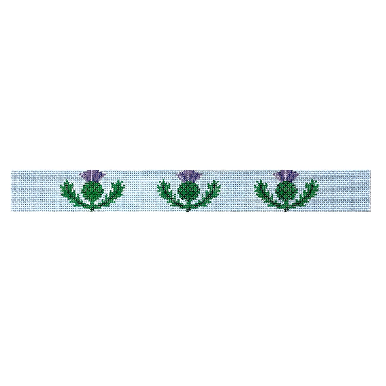 Thistle Loop Keychain Painted Canvas Elm Tree Needlepoint  - 1