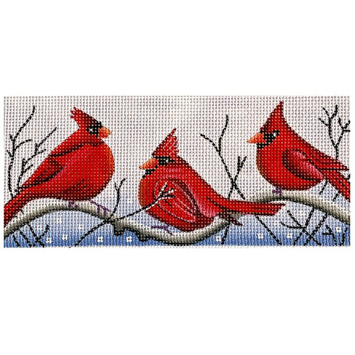 Three Cardinals Mini Painted Canvas Vallerie Needlepoint Gallery  - 1