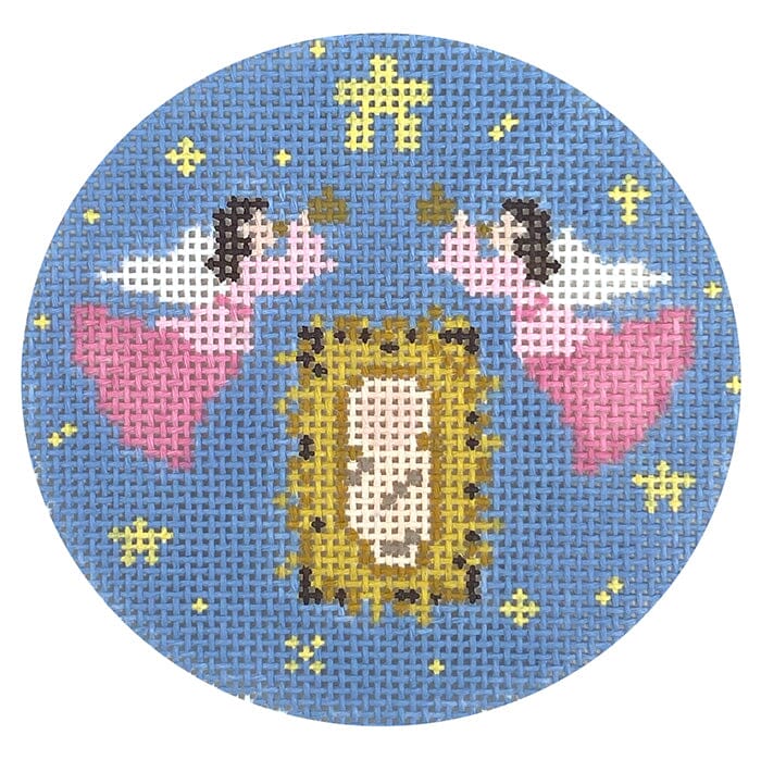 Thrill of Hope Angels Round Painted Canvas Atlantic Blue Canvas 
