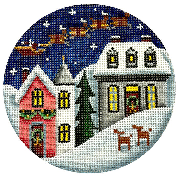 Through the Sky Round Painted Canvas Rebecca Wood Designs  - 1