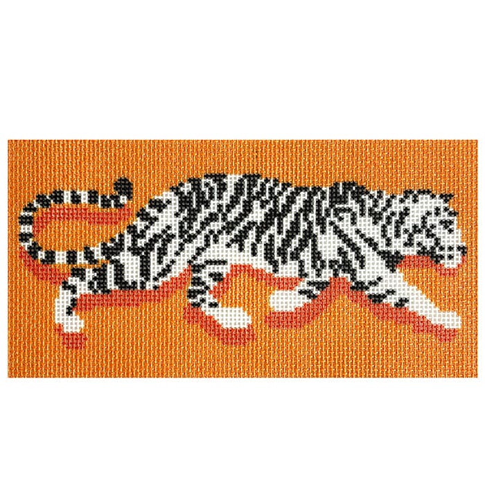 Tiger Clutch Orange Printed Canvas Needlepoint To Go 