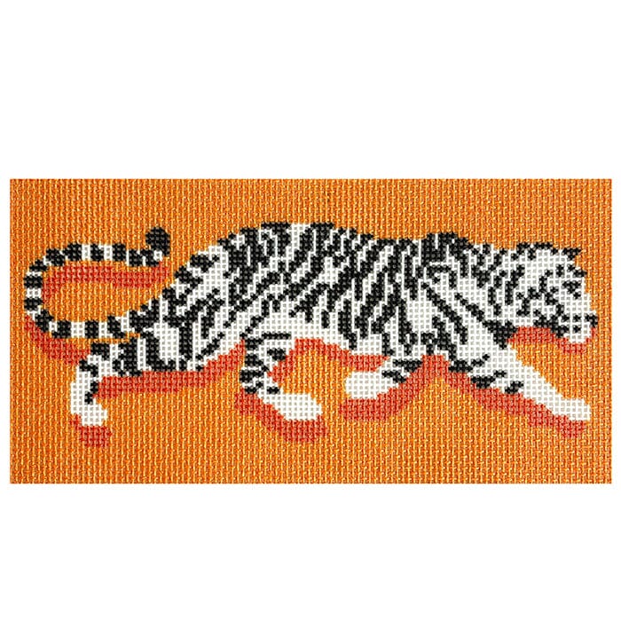 Tiger Clutch Orange Printed Canvas Needlepoint To Go 
