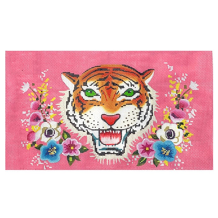 Tiger Head on Pink Clutch Painted Canvas Colors of Praise  - 1