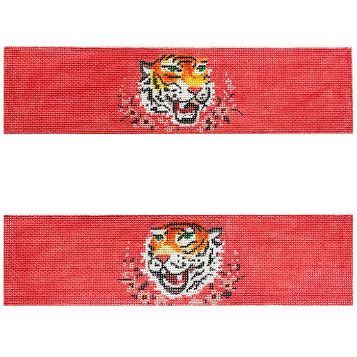 Tiger Head on Pink Purse Borders Painted Canvas Colors of Praise 