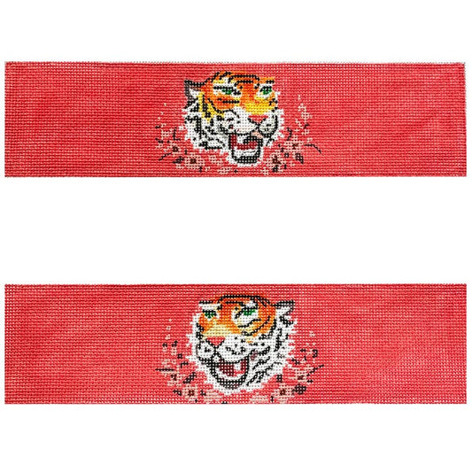 Tiger Head on Pink Purse Borders Painted Canvas Colors of Praise 