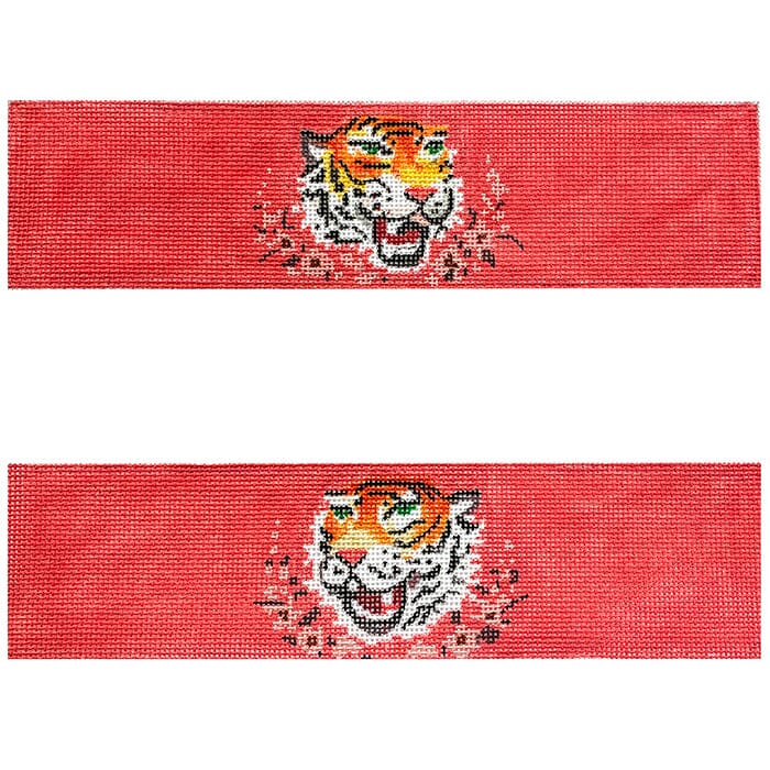 Tiger Head on Pink Purse Borders Painted Canvas Colors of Praise 
