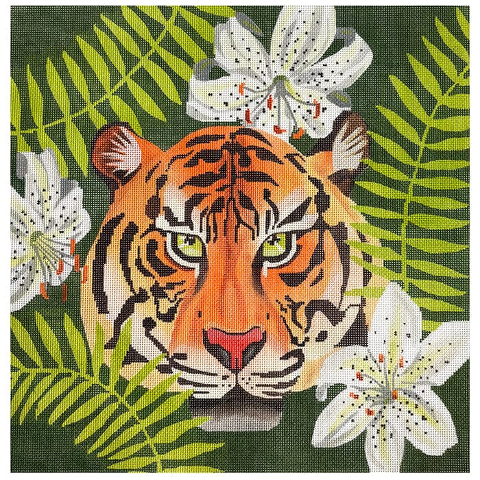 Tiger Lily 12" Square Painted Canvas Madeleine Elizabeth 
