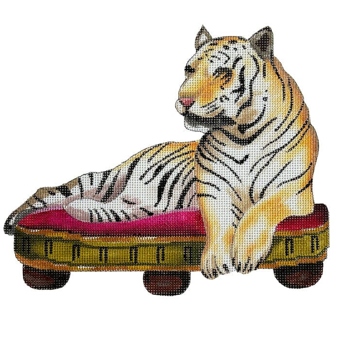 Tiger on Cushion Painted Canvas Colors of Praise 