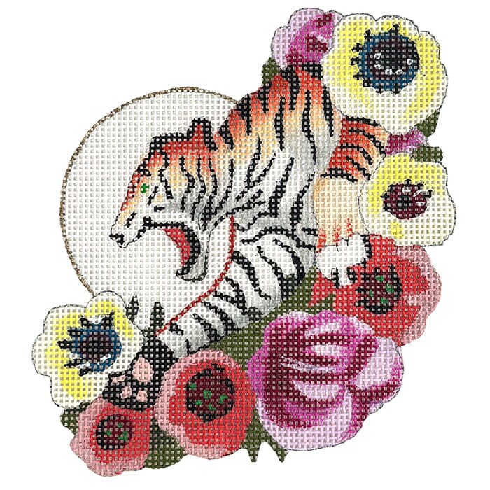 Tiger on Flowers Patch Painted Canvas Colors of Praise 

