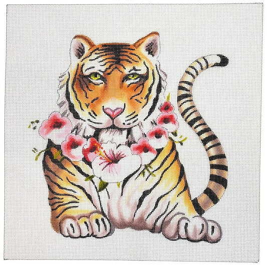 Tiger with Floral Collar Painted Canvas Colors of Praise 