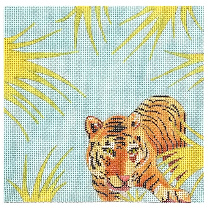 Tiger with Palms Painted Canvas Colors of Praise 