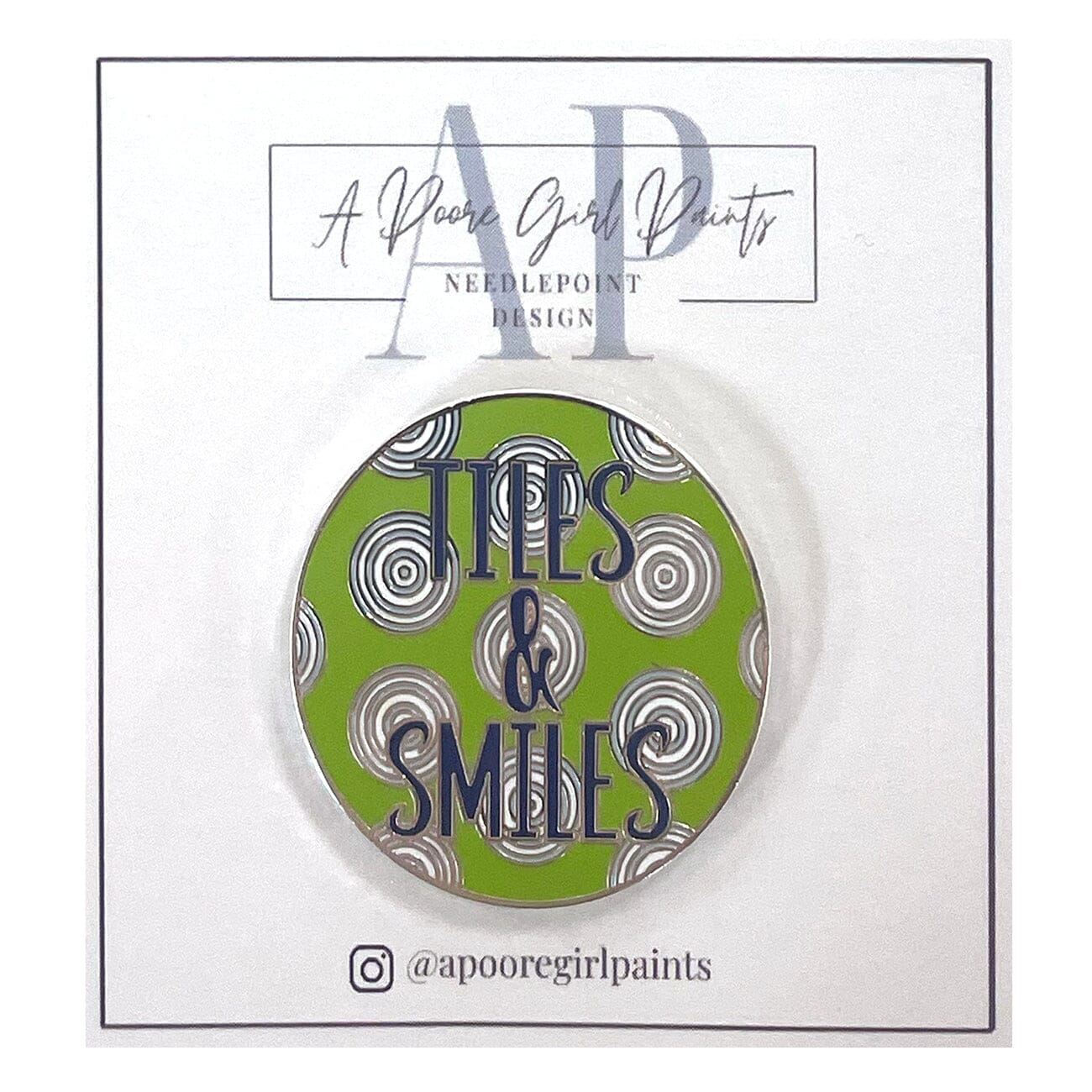Tiles & Smiles Green Needleminder Accessories A Poore Girl Paints  - 1