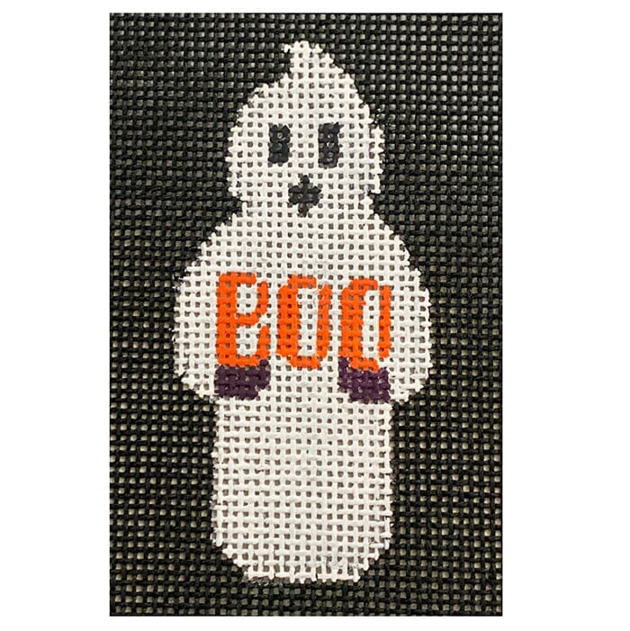Tiny Ghost/Blk Painted Canvas Kathy Schenkel Designs  - 1