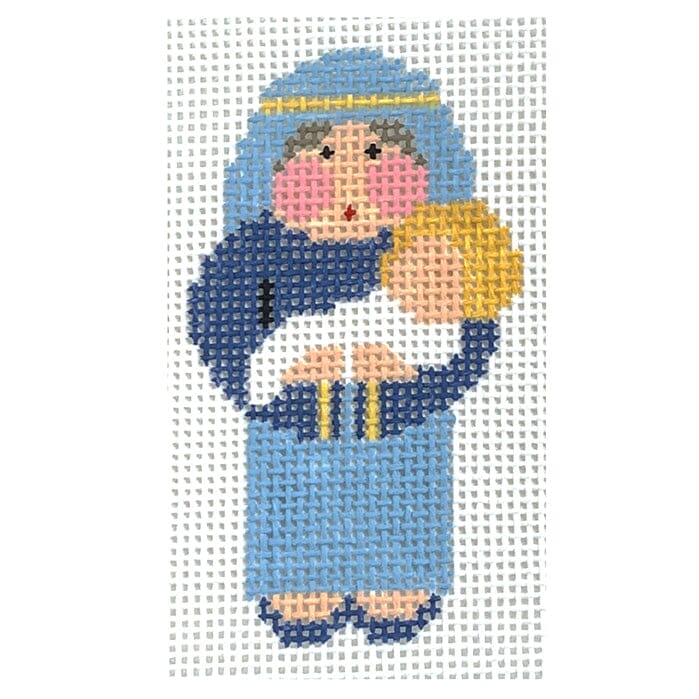 Tiny Mary Ornament Painted Canvas Kathy Schenkel Designs  - 1