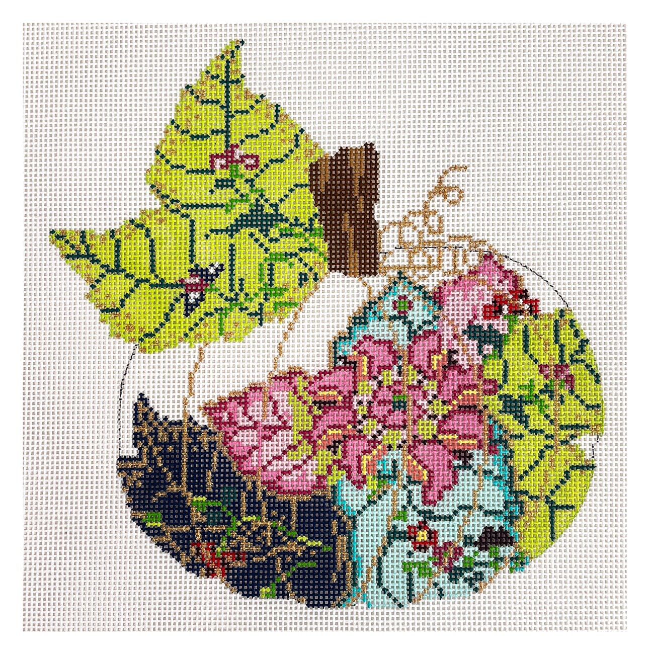 Tobacco Leaf Pumpkin Painted Canvas The Gingham Stitchery  - 1