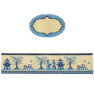Toile Asian Blue Painted Canvas Funda Scully 
